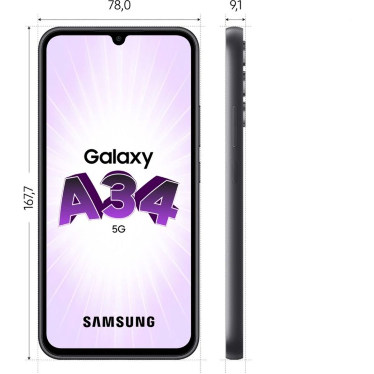 Smartphone SAMSUNG Galaxy A34 Graphite 128 Go 5G