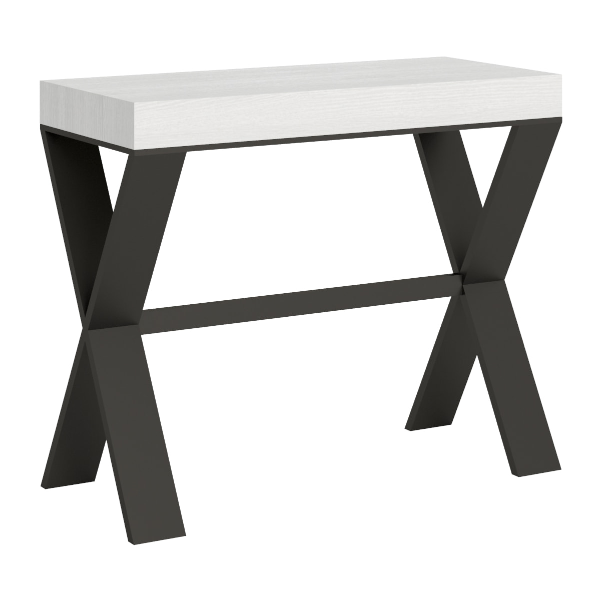 Console extensible 90x40/300 cm Xenia Frêne Blanc cadre Anthracite