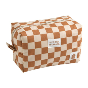 Trousse de toilette en coton imprimé damier