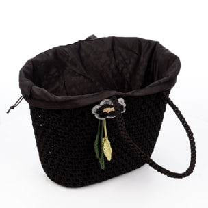 Zeccone bolso de hombro mujer. Fabricado en algodón, con borla decorativa.