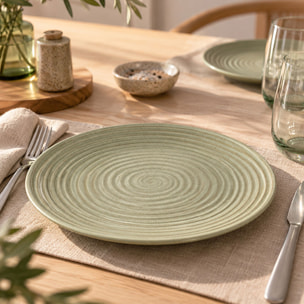 Lot de 6 assiettes plates 27cm en grès vert TURBOLINO