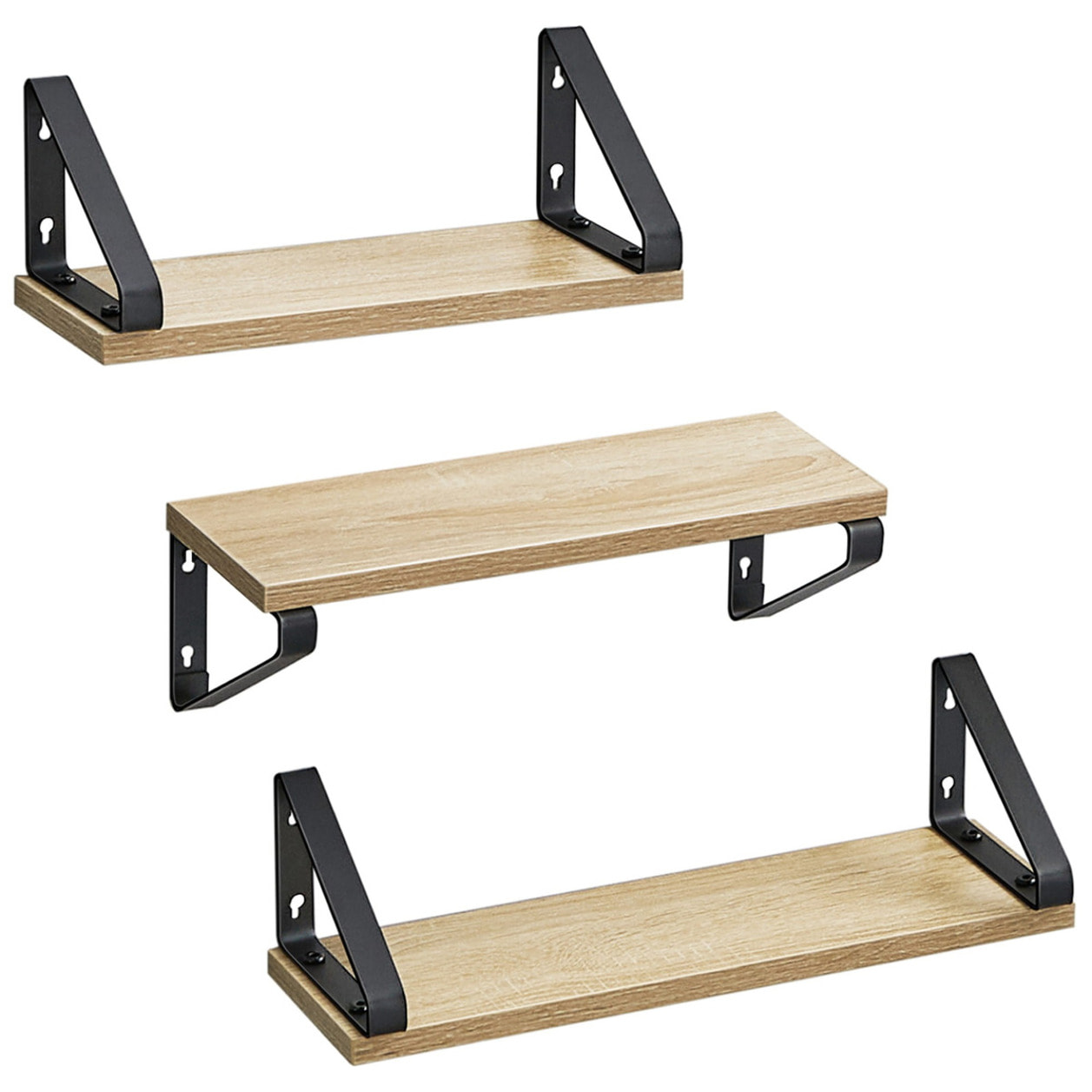 Set di 3 Mensole Sospese Sonoma in Acciaio e Legno