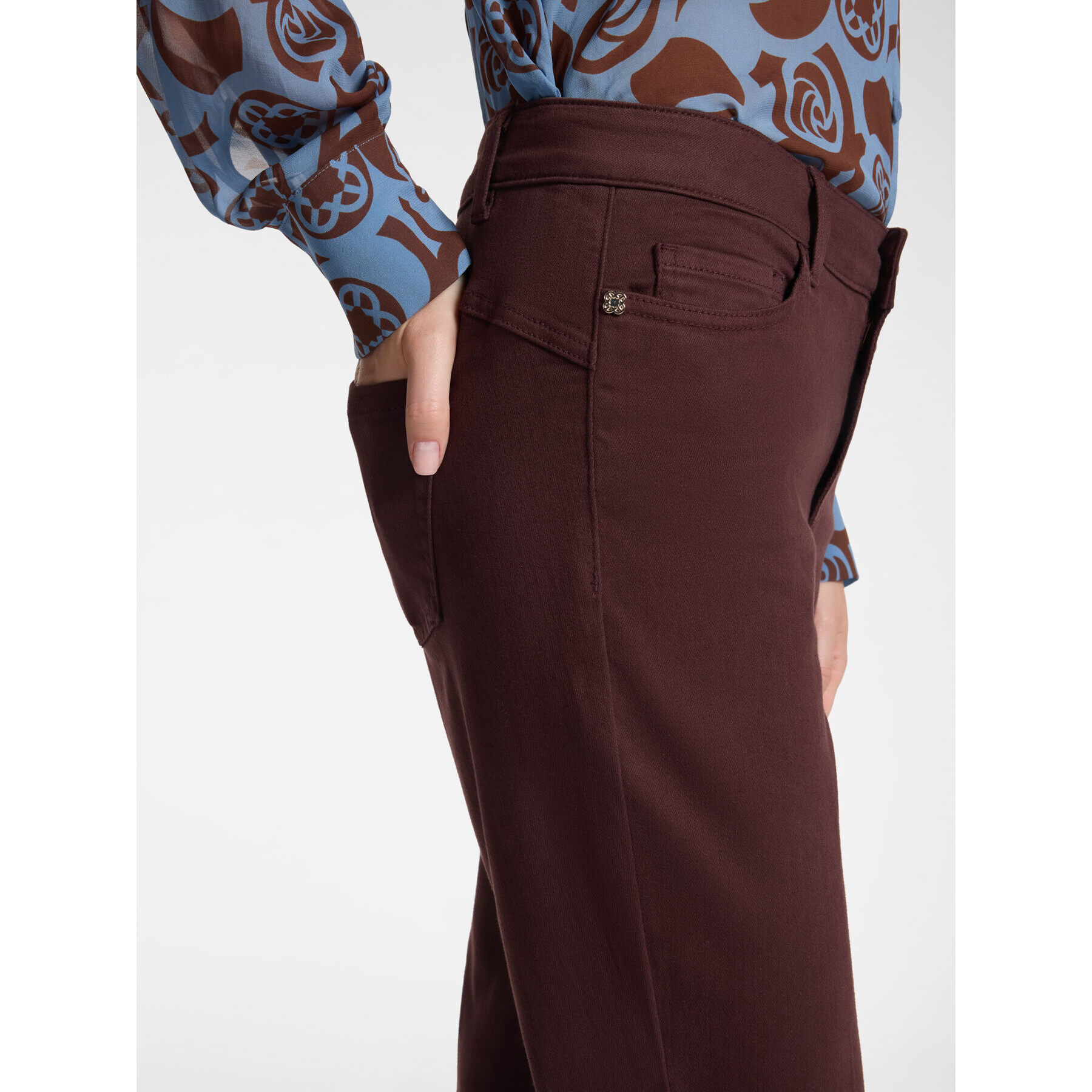 Elena Mirò - Pantalones flare en drill mezcla de algodón - Burgundy