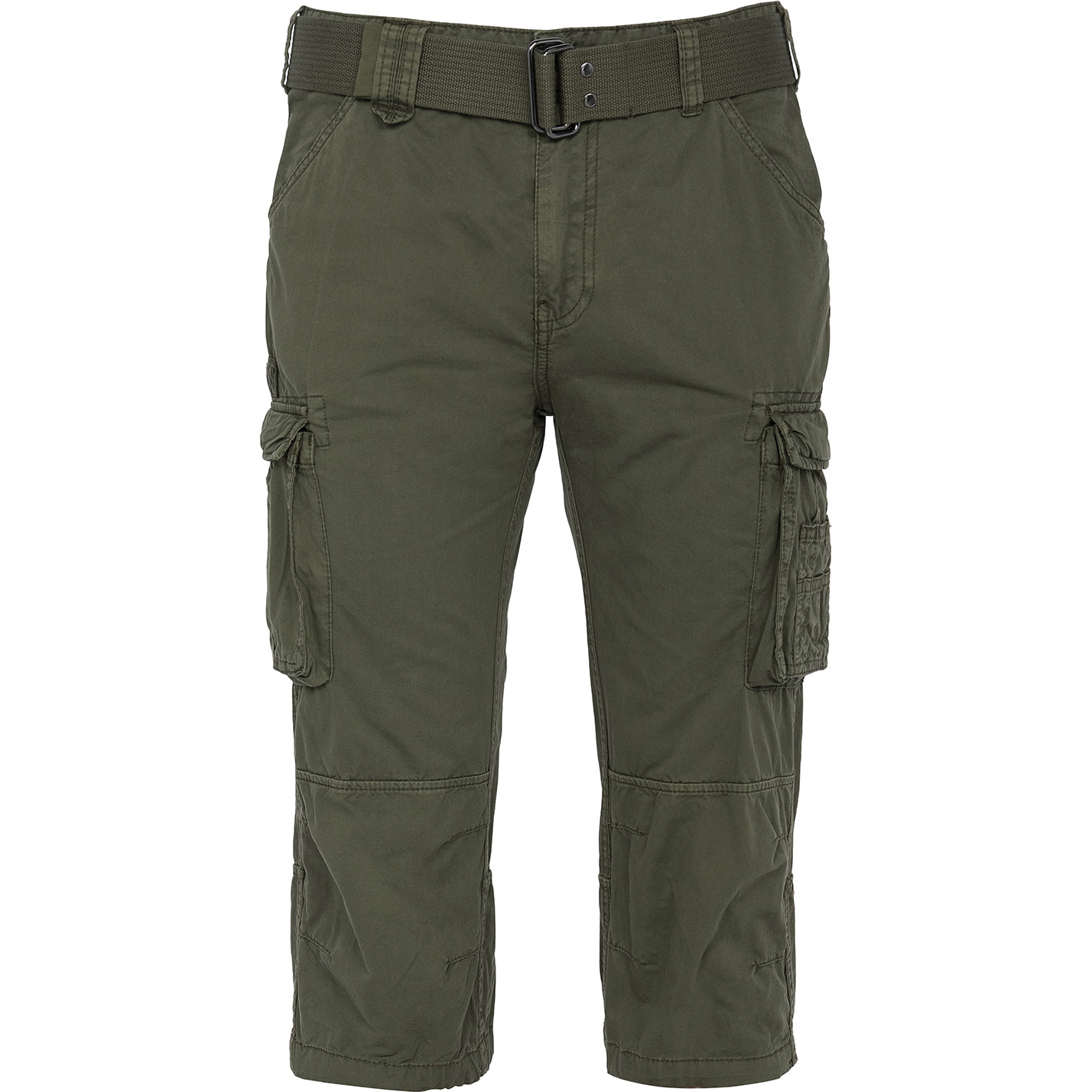 PANTALONI CORTI 3/4 PINOCCHIETTO ARMY SLIM FIT CON CINTURA SCHOTT OLIVE