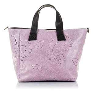 Cassandra Borsa tote Donna. Pelle autentica Suede Incisa Arabesco