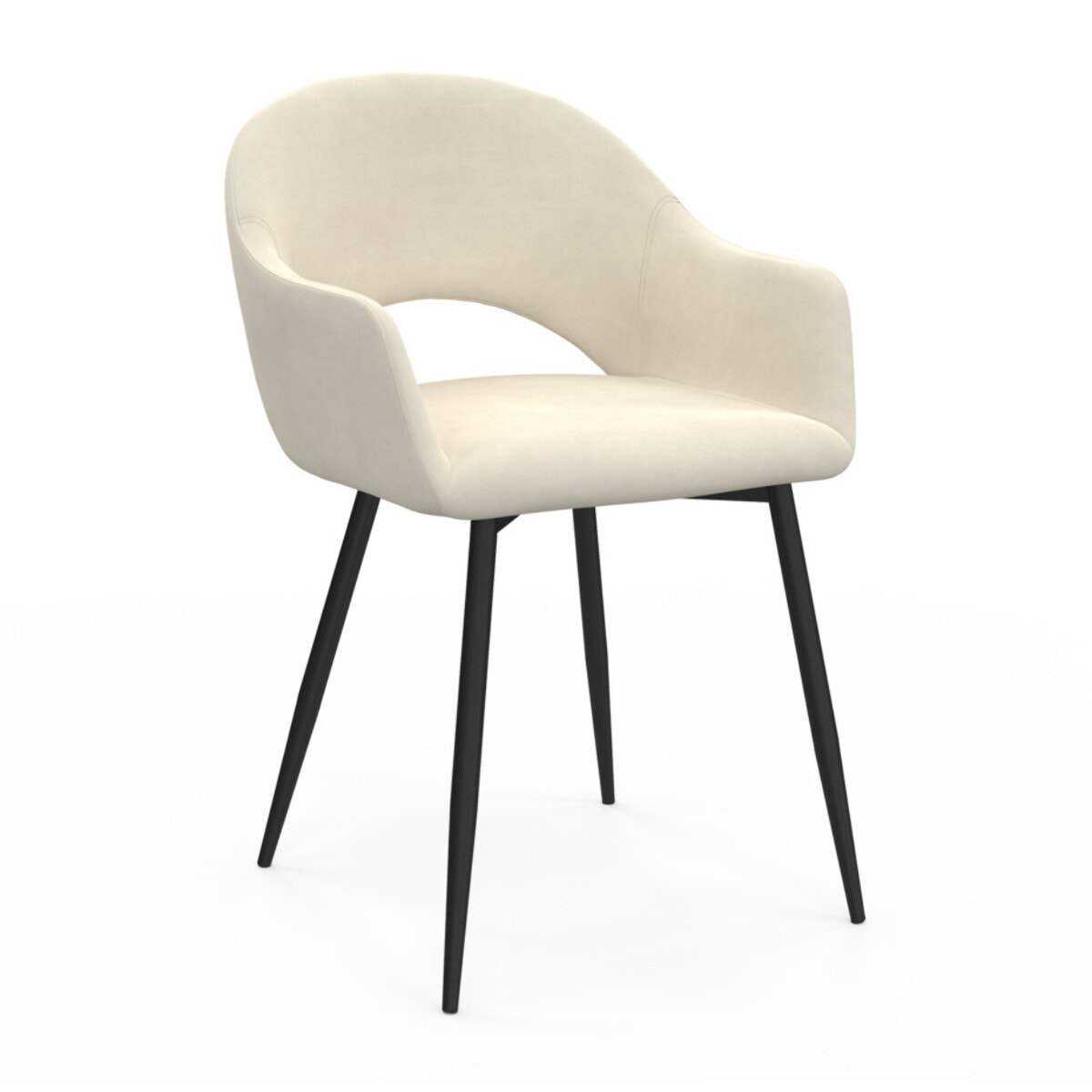 Chaises Rebeca avec accoudoirs en velours - Crème