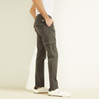 Pantalon - inspiration cargo - coton - gris foncé