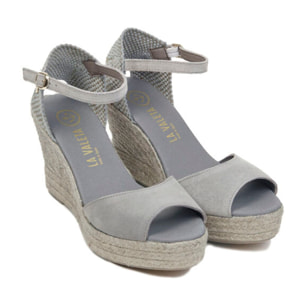 Sandalias de Cuña para Mujer - LA VALETA CHARLENE PEEP TOE Gris