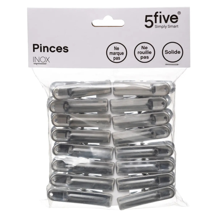 Lot de 16 pinces à linge en inox