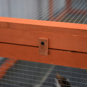 Clapier cage à lapins extérieur intérieur 2 + 1 portes 180 x 90 x 48 cm bois pin pré-huilé