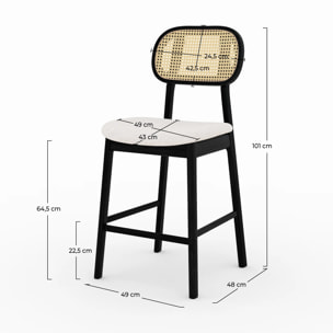 Lot de 2 chaises pour îlot central en tissu beige 64,5 cm - Maria