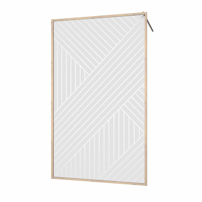 Paroi de douche 120x200 HINATA - Style Japandi Geometrique - Cadre Effet Bois - Verre 6mm