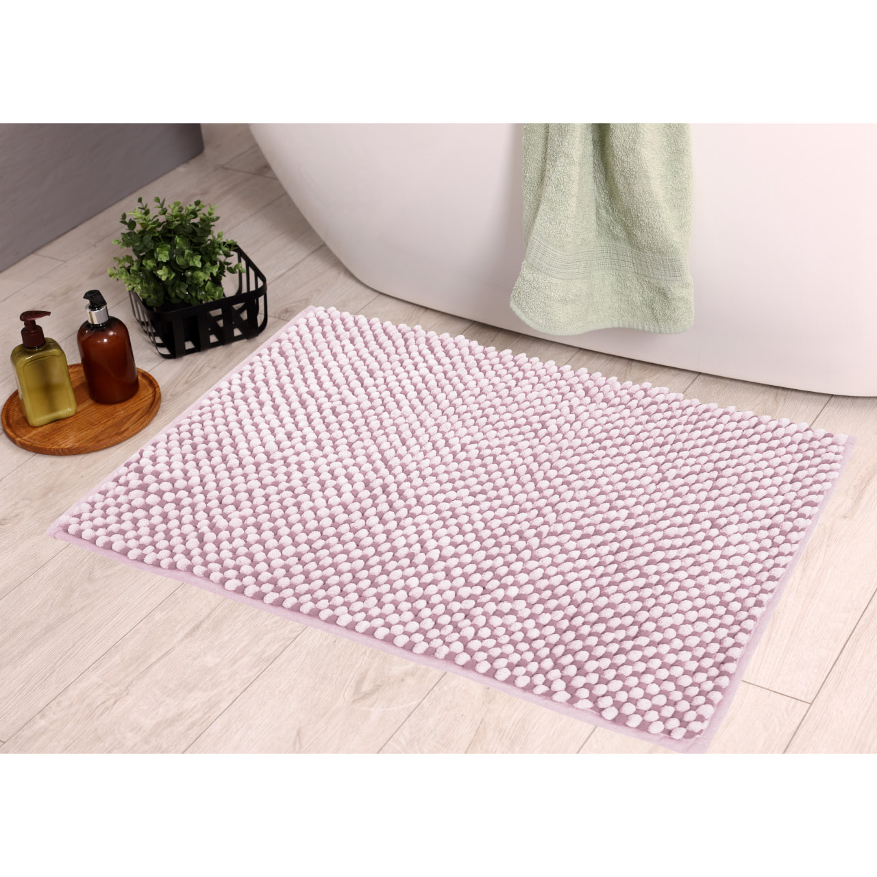 Tappeto Bagno Doccia Antiscivolo Super Assorbente Modello Dots Lilla