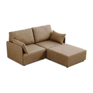 Sofá modular con chaiselongue 2 plazas y brazos Cubiq Beige