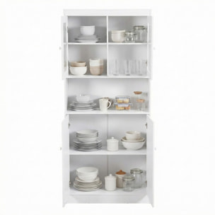 Credenza alta bianca 2 ante vetrate e vano a vista 84x32x190 cm - Provenza