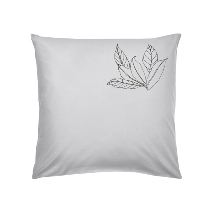 Lot de 2 taies d'oreiller gris/vert et broderie 65x65 cm - ANGELE 009