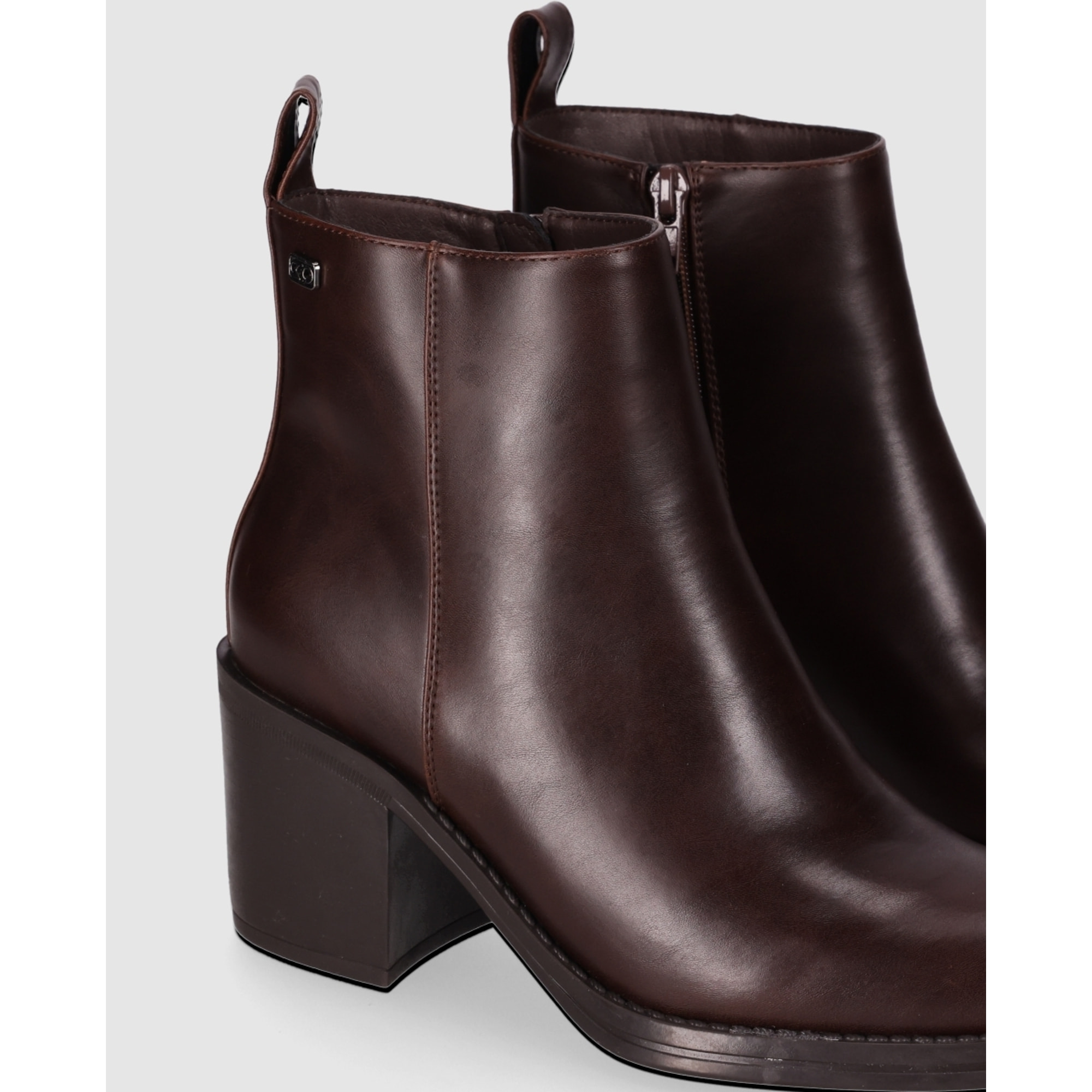 Botines de Piel Sintética - Marron - Tacón: 7 cm