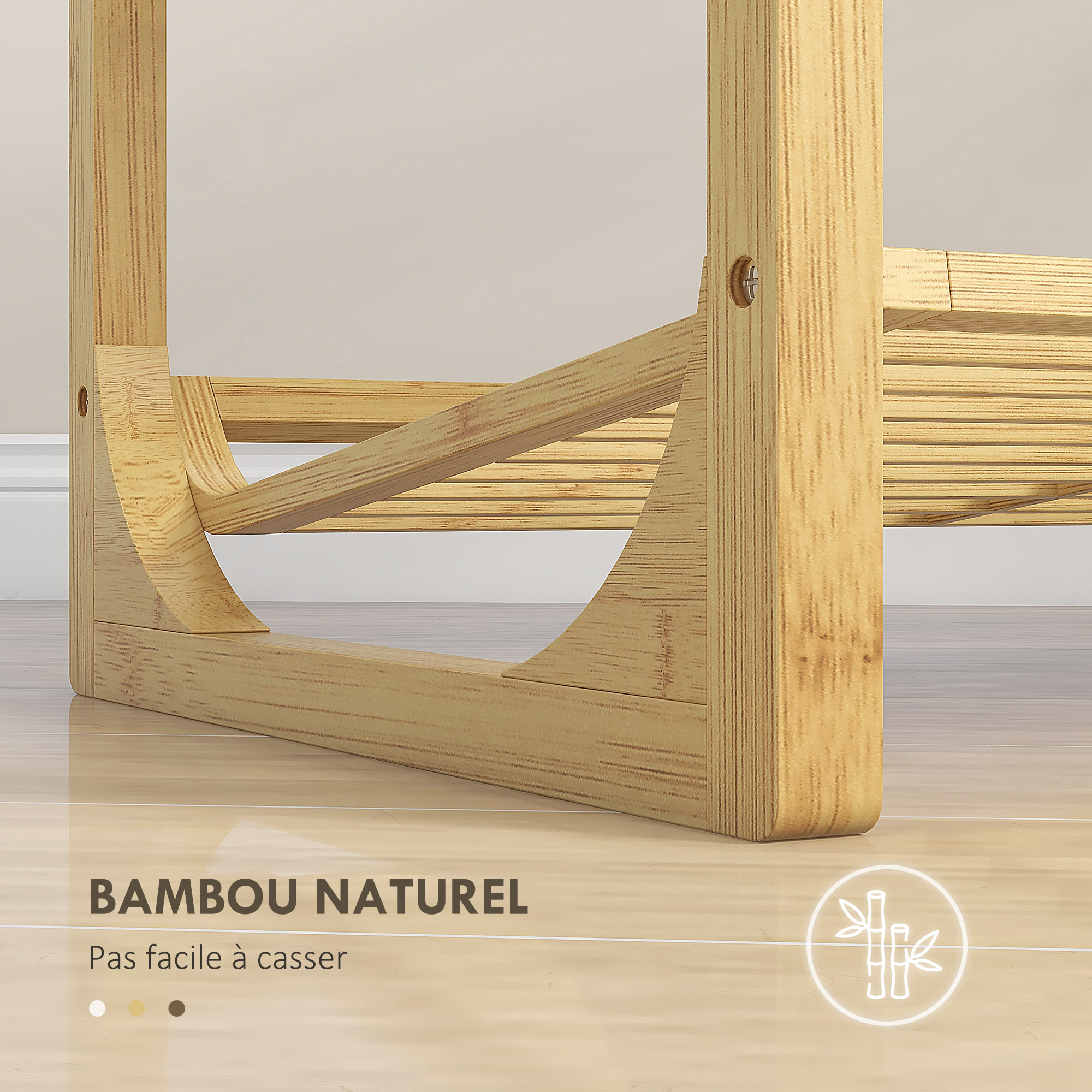 Étagère à chaussures en bambou 4 niveaux à lattes dim. 76 x 33 x 67 cm