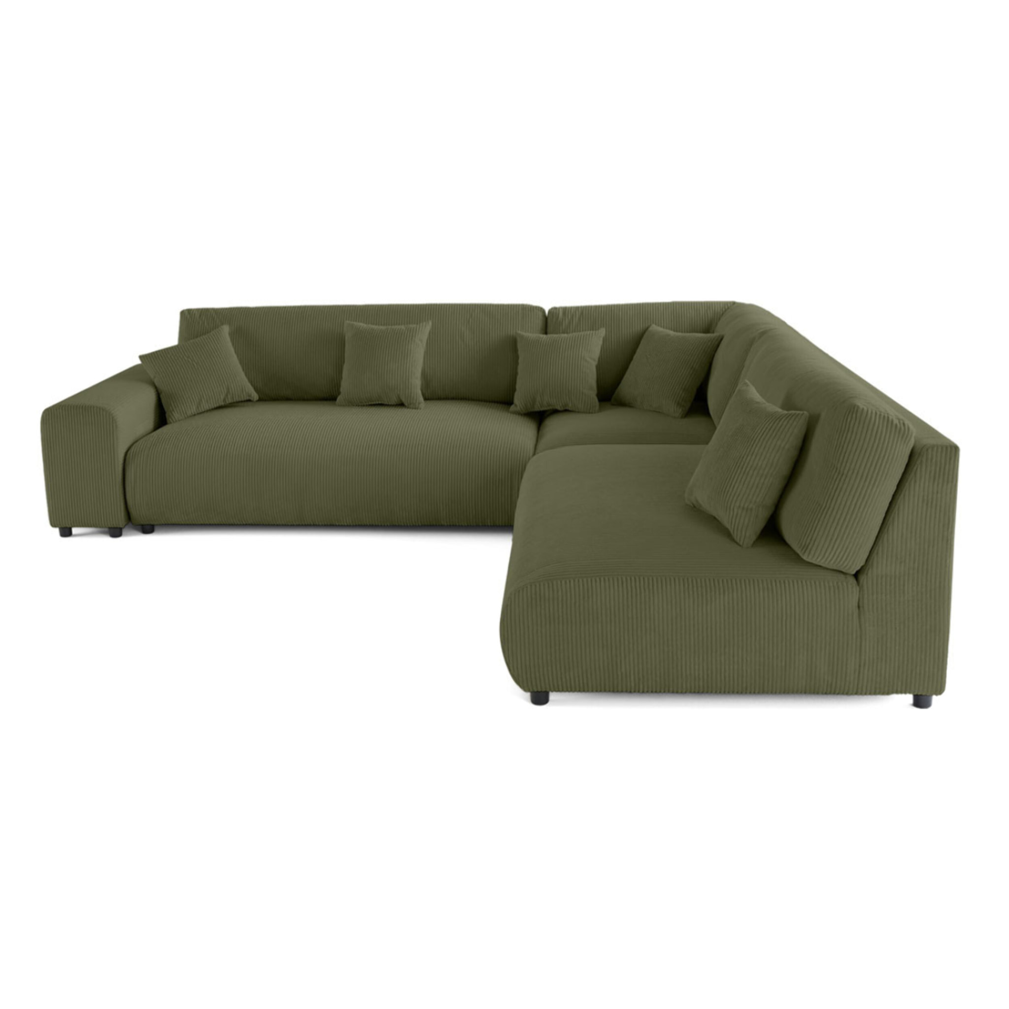 Garance - canapé modulable d'angle droit - 6 places - en velours côtelé - Vert