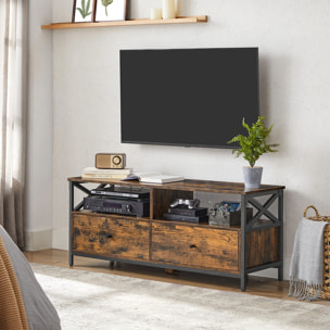 Mobile porta TV industriale in legno rustico e metallo nero