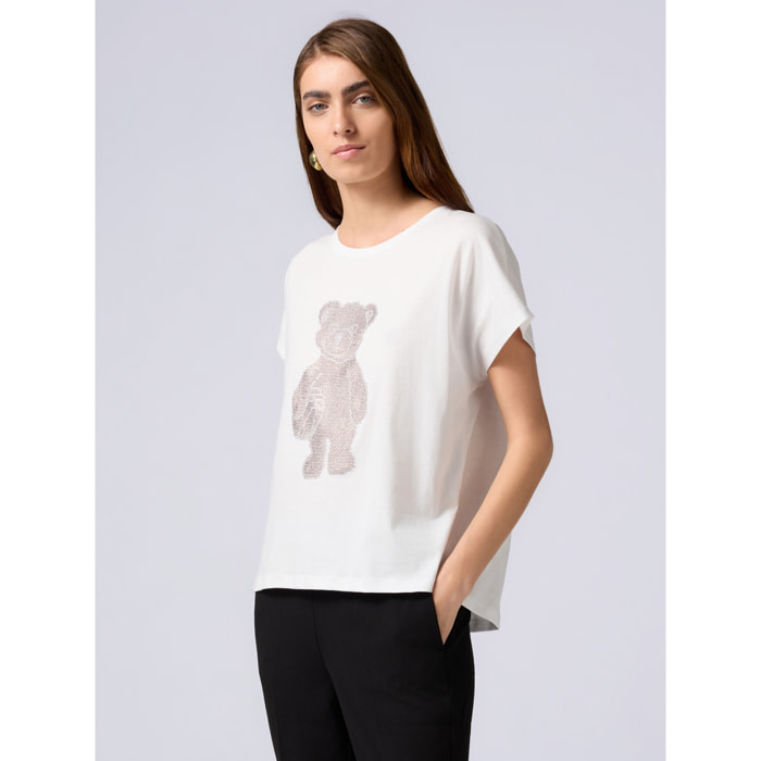 Oltre - Camiseta de algodón con aplicaciones - Blanco