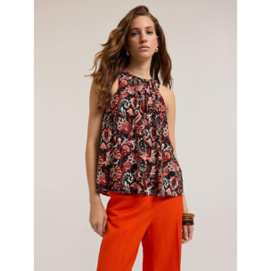 Motivi - Top over fantasia etnica - Rosso