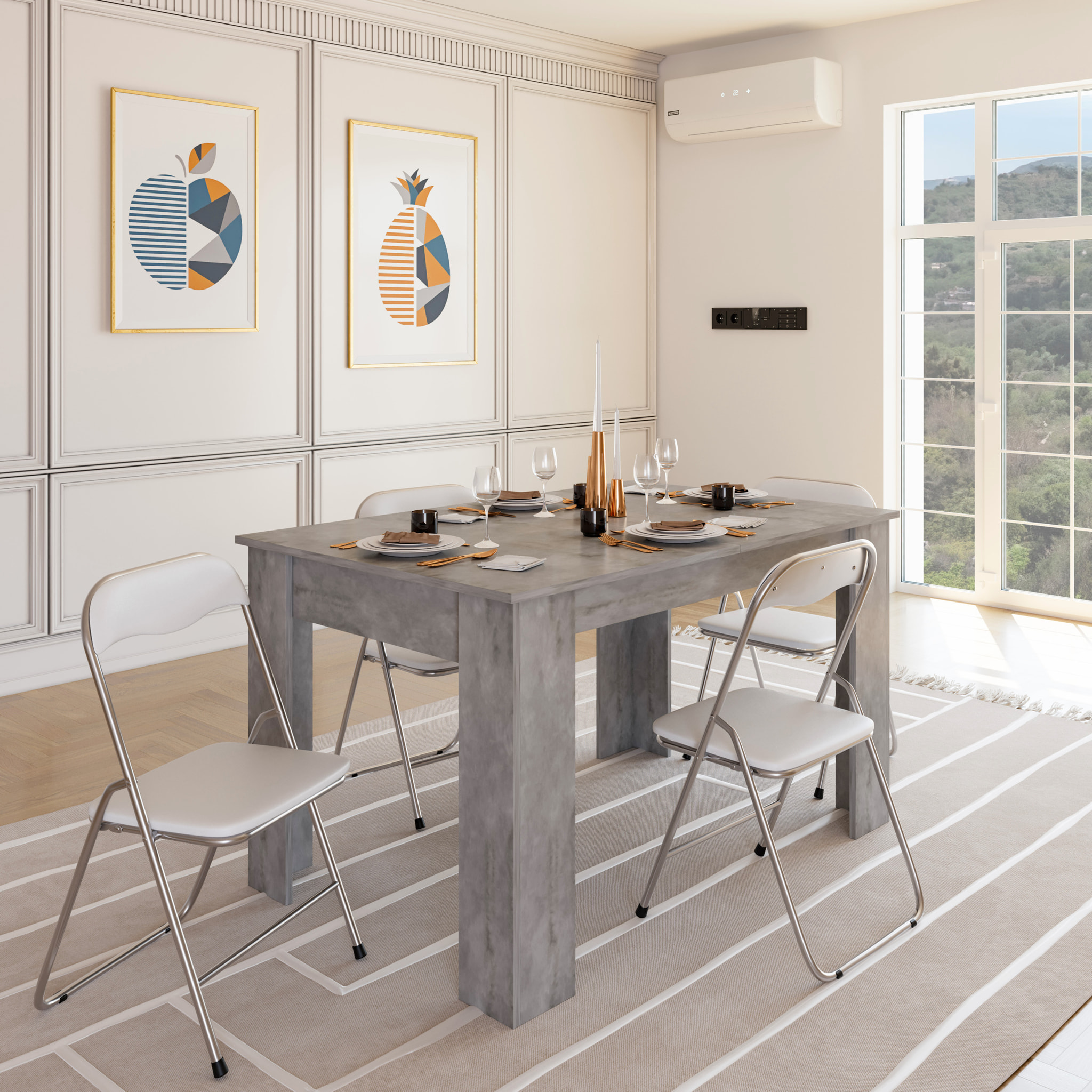 Tavolo da Pranzo Allungabile Estensibile Fino a 190 cm Tavolino Per 6 Persone Salotto Soggiorno Salone Design Moderno 190 x 78 x 90 cm Grigio