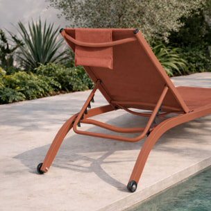 Lot de 2 chaises longues en acier inoxydable corail NAPOLI