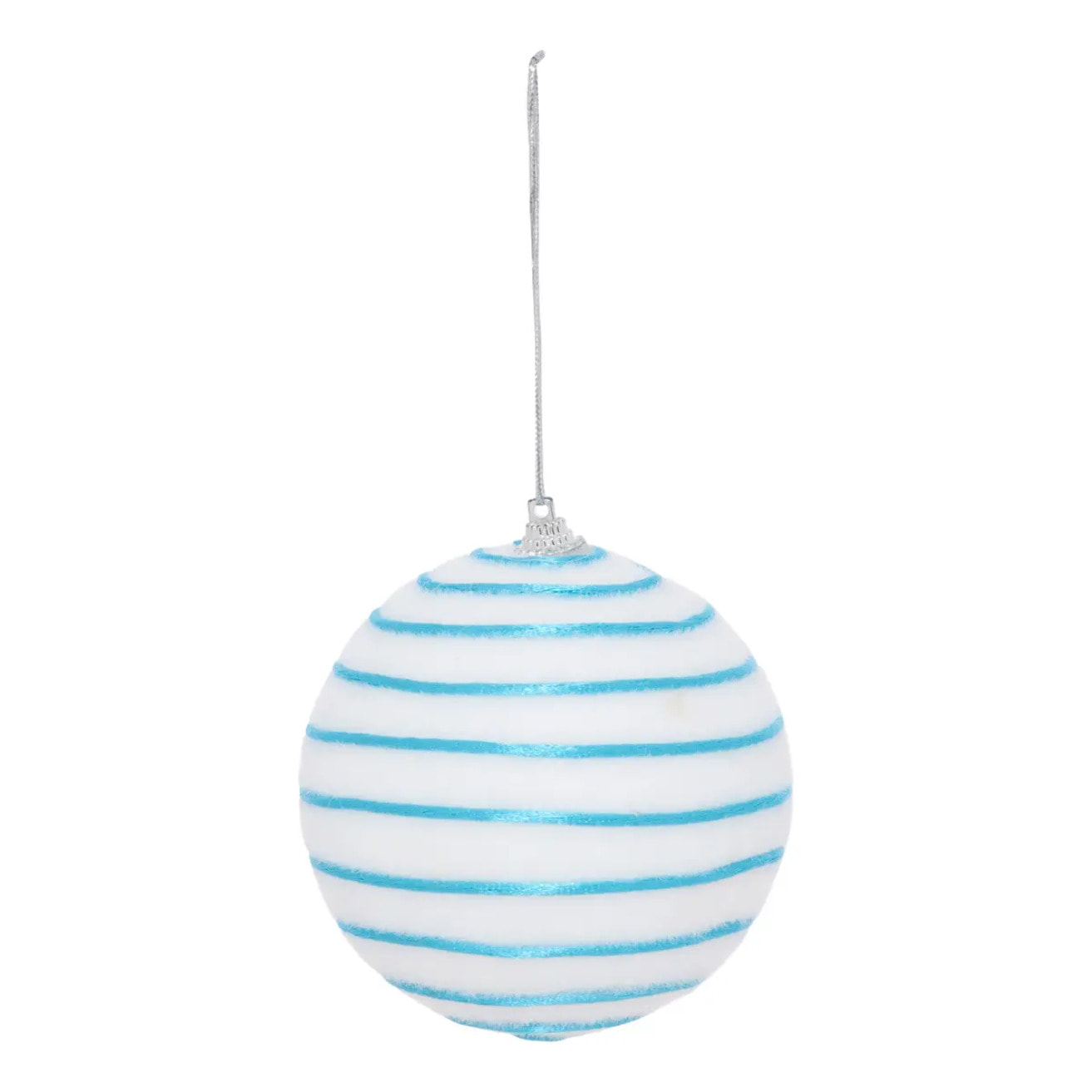 Boule de Noël blanche rayée D. 100 mm
