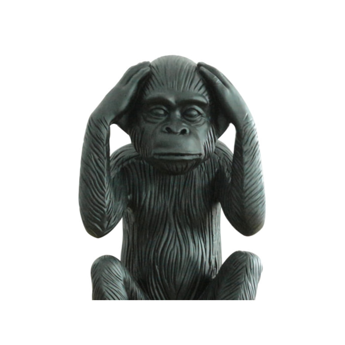 Statue singe en résine noir mat H40cm - KIKAZARU