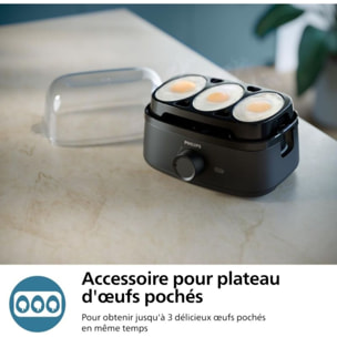 Cuiseur à oeufs PHILIPS HD9137/90 Egg cooker Série 3000 Noir, x6 oeufs