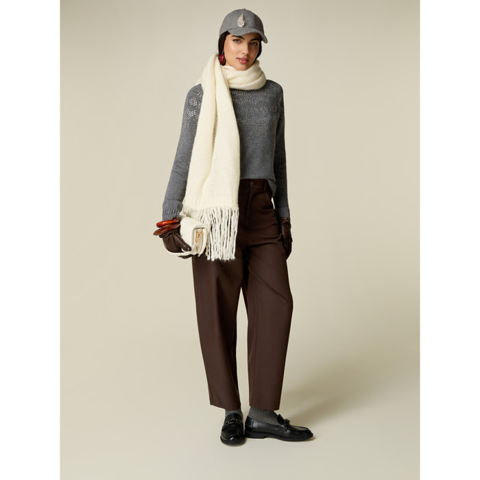 Oltre - Pantaloni carrot in twill - Marrone