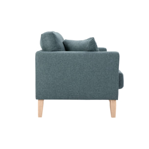 Canapé scandinave déhoussable 2 places en tissu vert de gris et bois clair OSLO