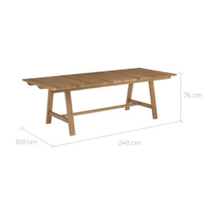 Table de jardin 240 cm en bois de teck massif - Budi