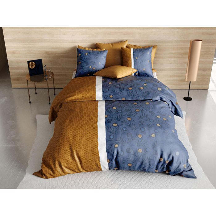 Parure housse de couette coton jaune