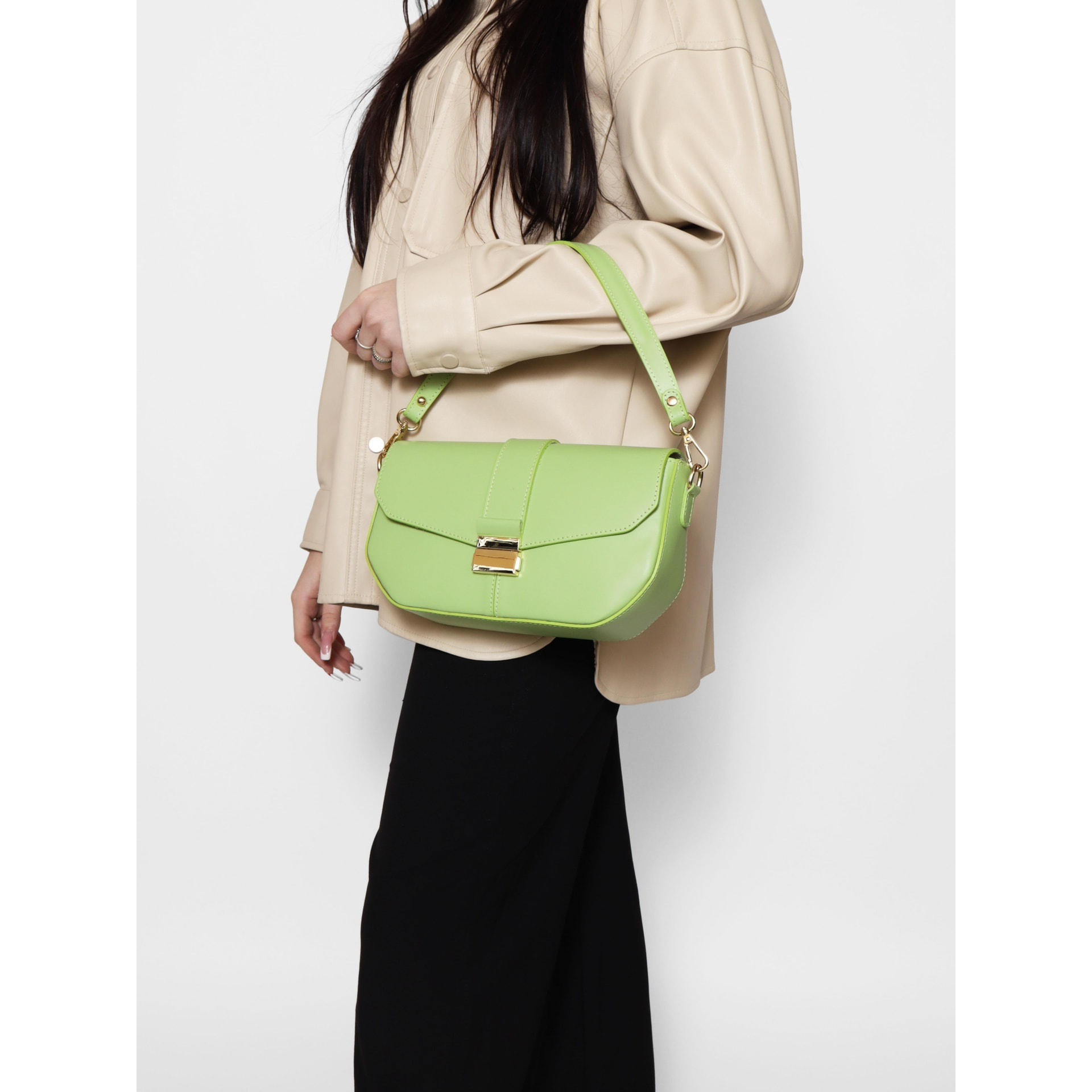 Borsa a spalla da donna - Modello False - Vera pelle - 27.0 x 15.0 x 7.0 cm
