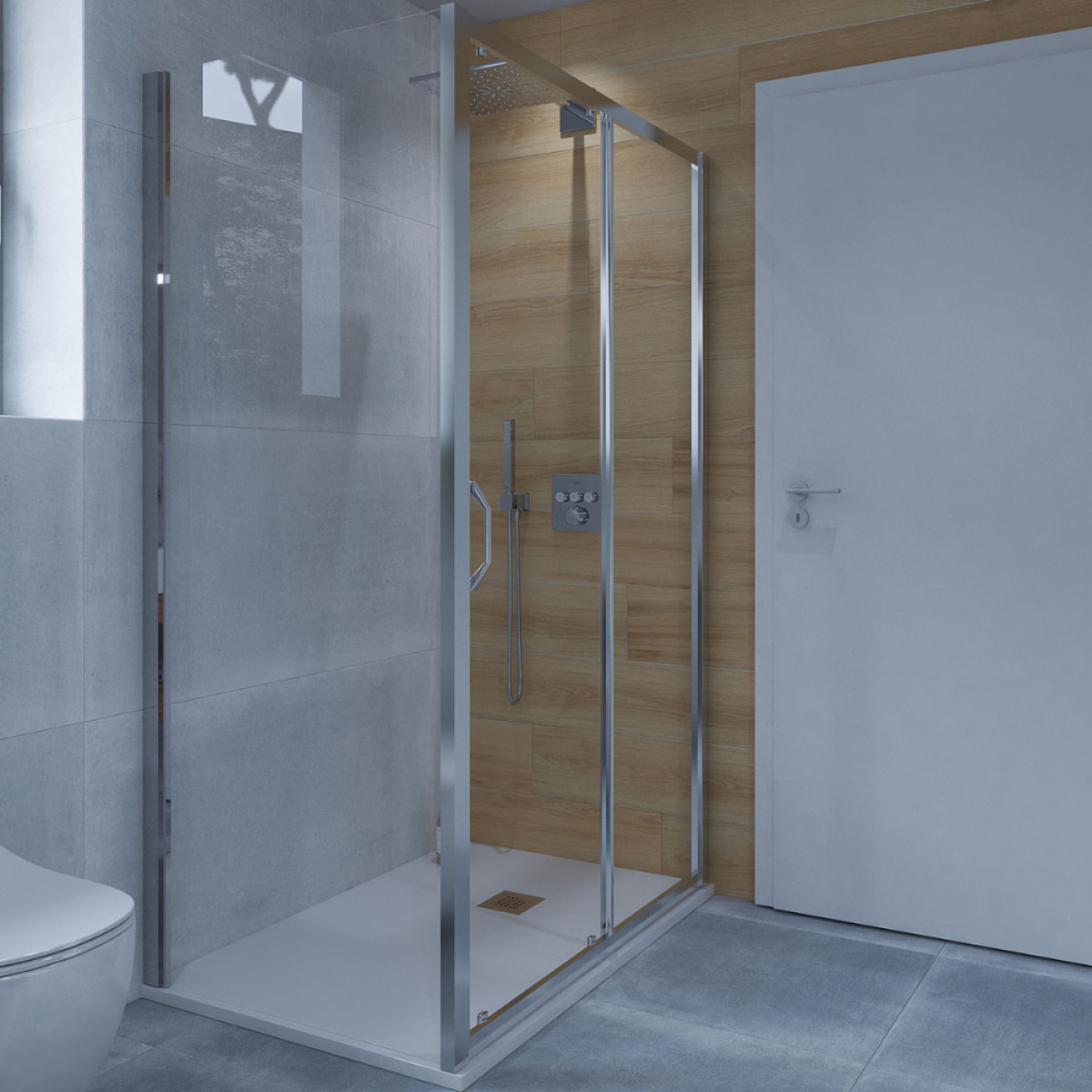 Next - Porte de douche 120 cm en verre transparent avec porte coulissante + Profilés chromés mat (140402.069.322)