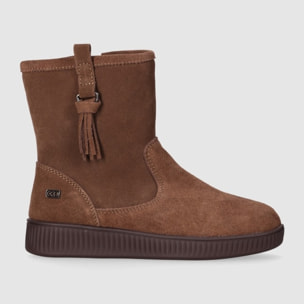 Botines de Serraje - Taupe - Tacón: Bajo
