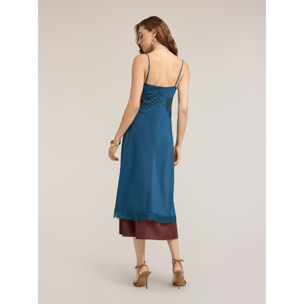 Motivi - Vestido regular en crepé de China con encaje - Petrol Blue