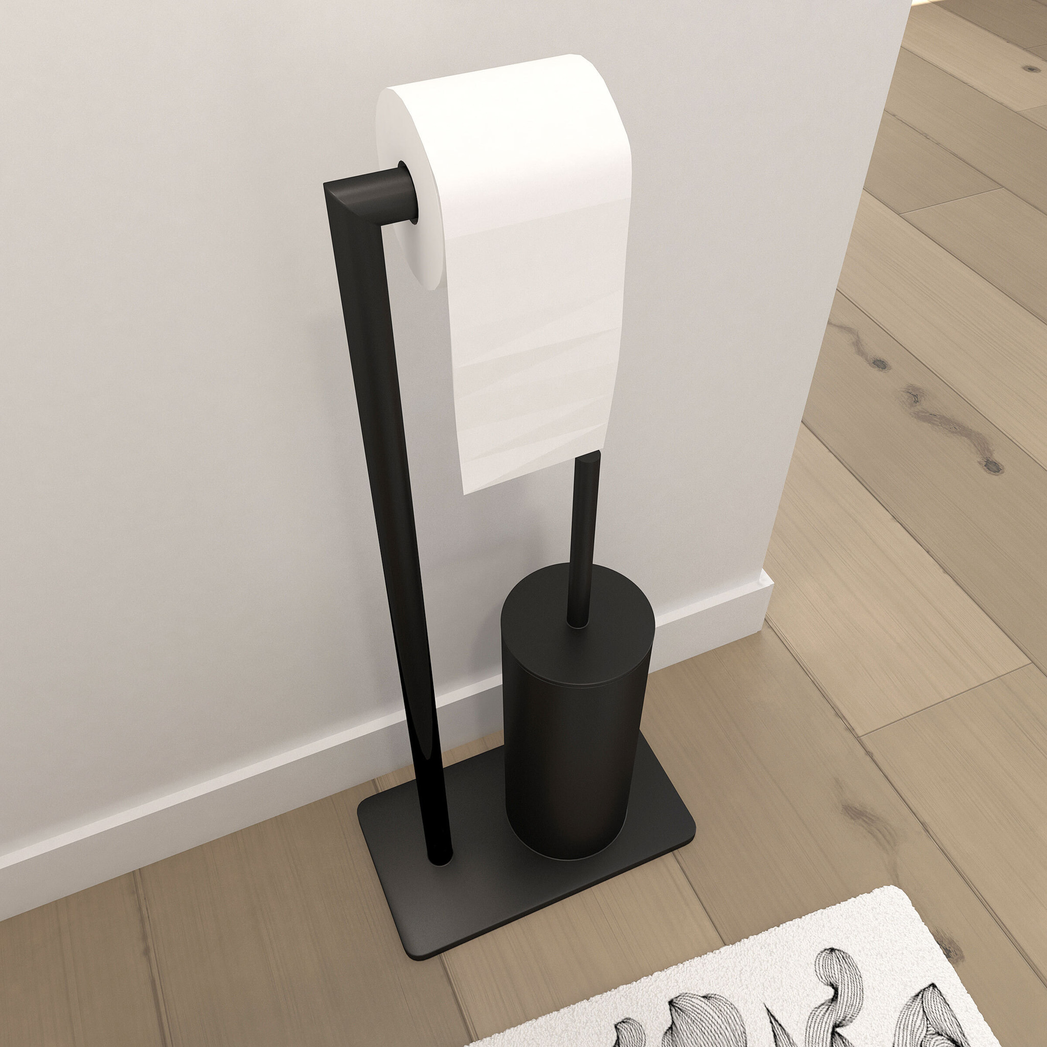 Brosse WC noir mat avec socle - BRUSHY WC