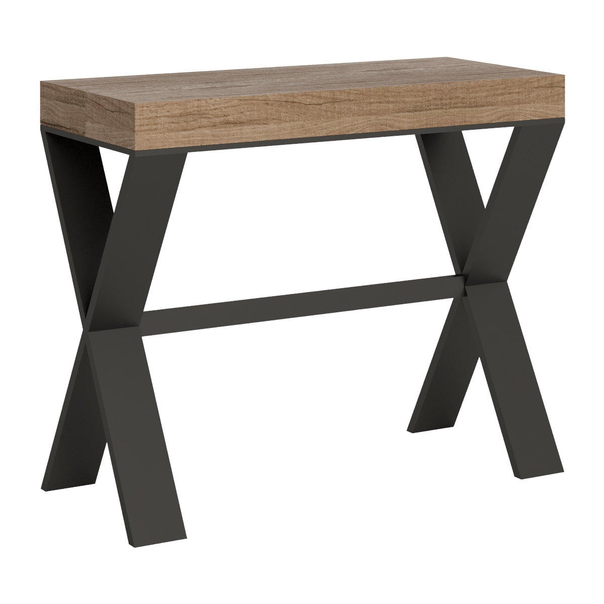 Console extensible 90x40/196 cm Xenia Small Premium Chêne Nature cadre Anthracite