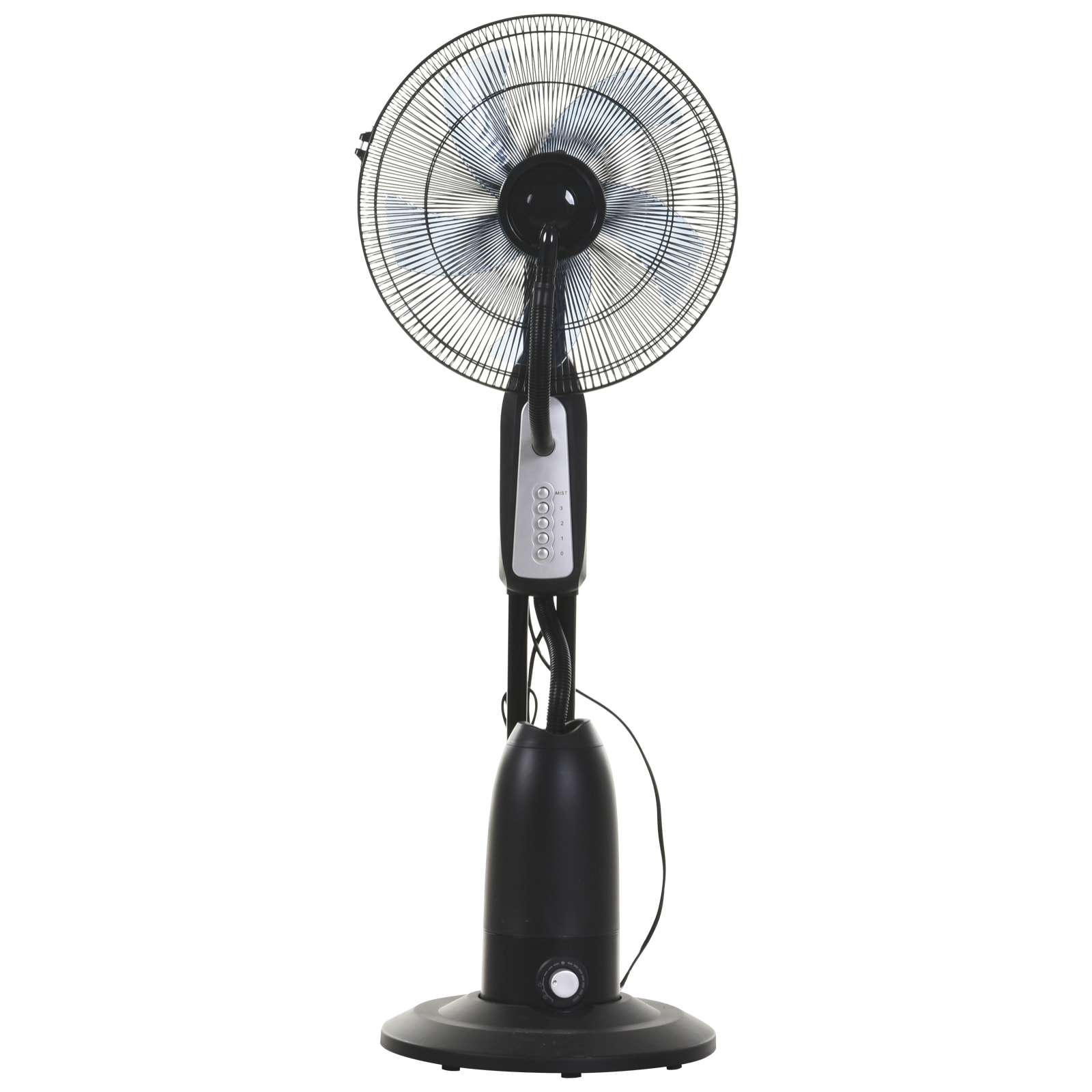 Ventilateur brumisateur sur roulettes - oscillant silencieux 90 W - 4 vitesses - dim. Ø 44 x 120H cm noir gris