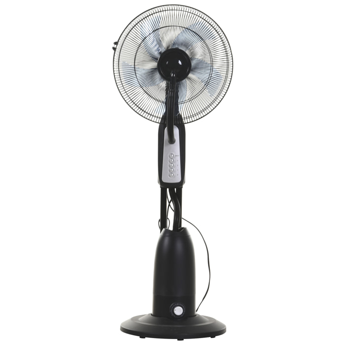 Ventilateur brumisateur sur roulettes - oscillant silencieux 90 W - 4 vitesses - dim. Ø 44 x 120H cm noir gris