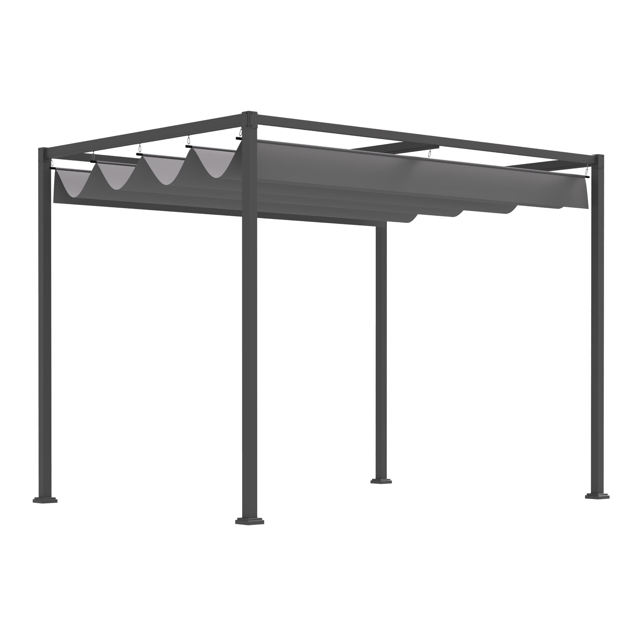 Pergola rétractable polyester haute densité métal époxy gris