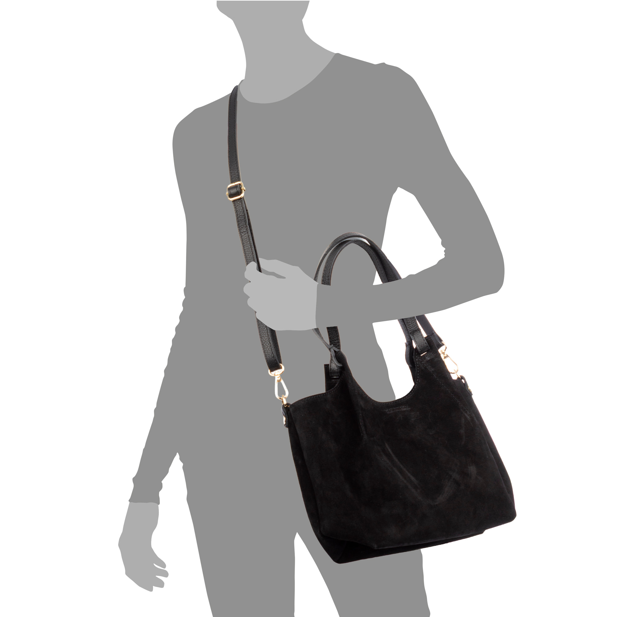 Baragiano borsa tote donna. Pelle autentica Camoscio.