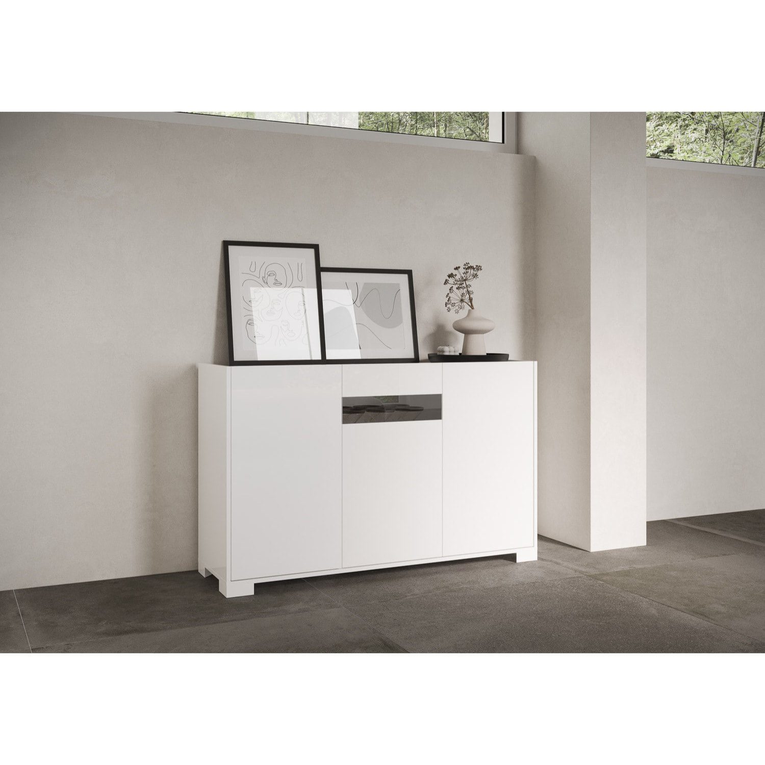 Madia 3 ante 130x40x81 cm Riflesso bianco lucido