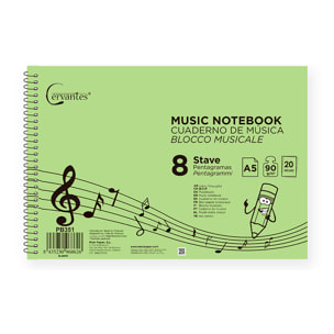 PACK 12 UNITA' QUADERNO MUSICALE 4 PENTAGRAMMI A5 CERVANTES
