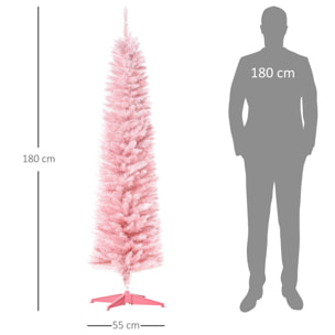Árbol de Navidad 180 cm Árbol de Navidad Artificial Grande con 390 Puntas de Rama Decoración Navideña para Interiores Fácil de Montar Rosa
