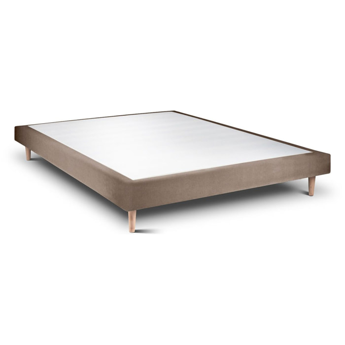 Sommier Tapissier Velours Ep14 - pieds bois