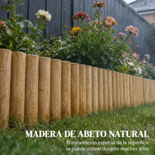 Valla de Jardín de Madera, 176x38 cm, Valla de Jardín Exterior Decorativa, Resistente y Fácil de Instalar, para Huerto, Patio, Terraza, Césped, Natural